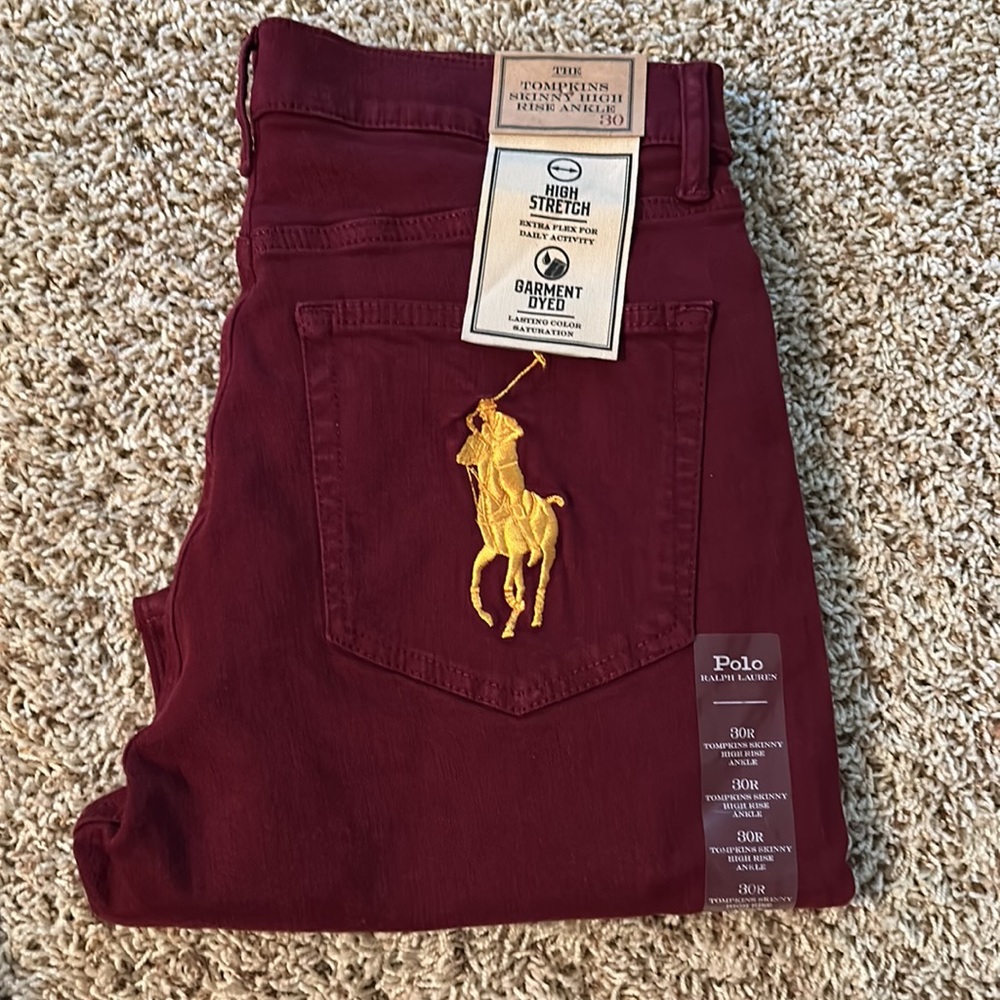 Polo Ralph Lauren - The Tompkins Skinny High Rise Ankle - Wine - Size 30R